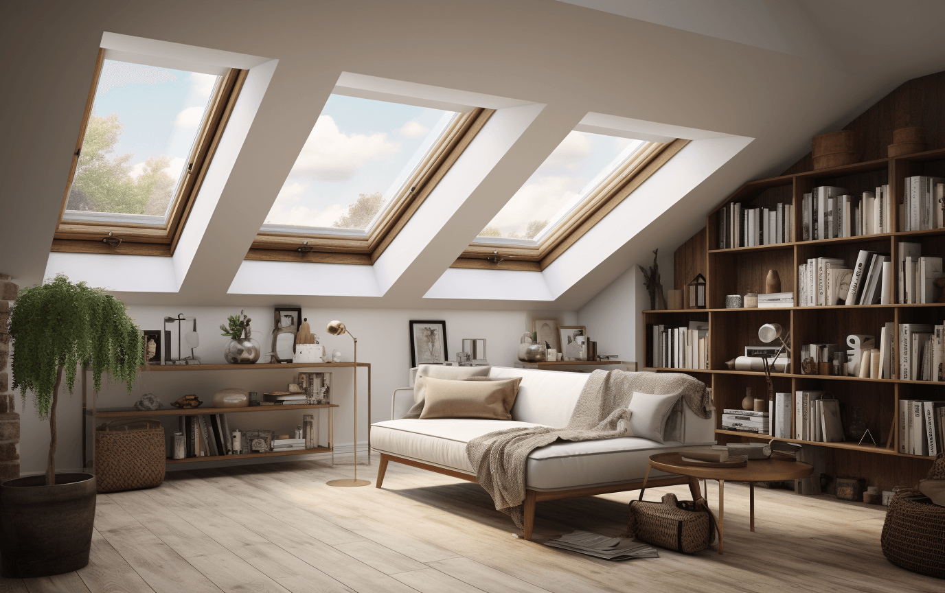 reading room loft conversion with skylights
