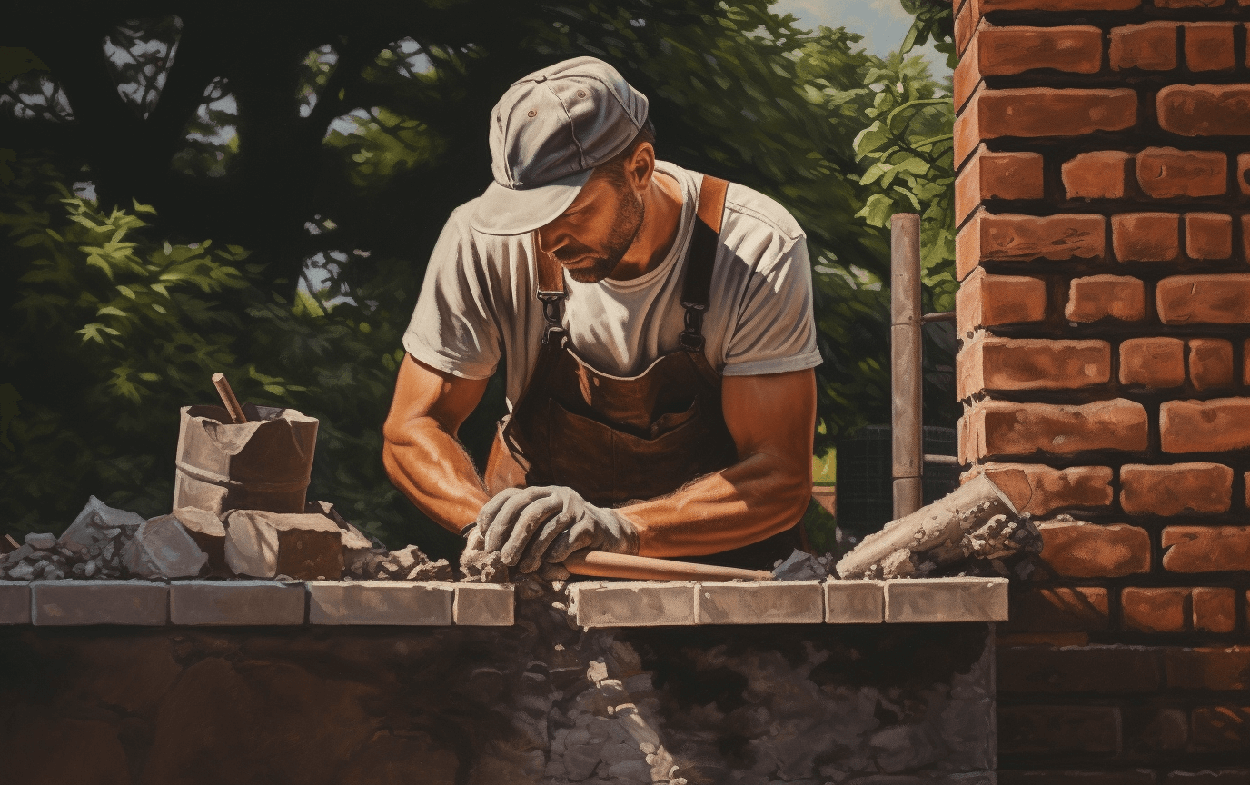 builder laying bricks